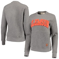 Pressbox Heather Charcoal Clemson Tigers Moose Quilted Pullover Sweatshirt