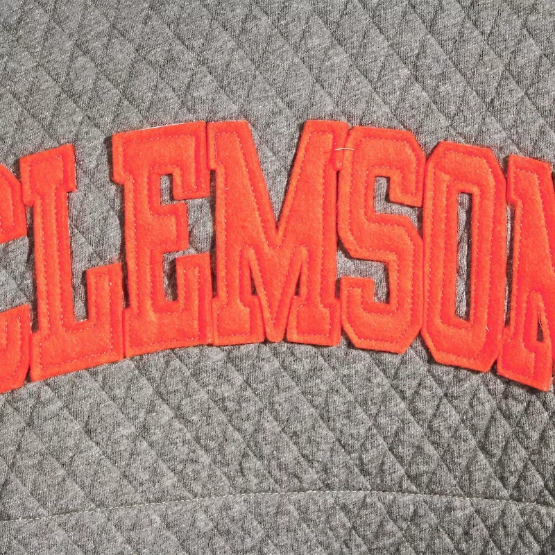 Pressbox Heather Charcoal Clemson Tigers Moose Quilted Pullover Sweatshirt