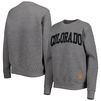 Pressbox Heather Charcoal Colorado Buffaloes Moose Quilted Pullover Sweatshirt