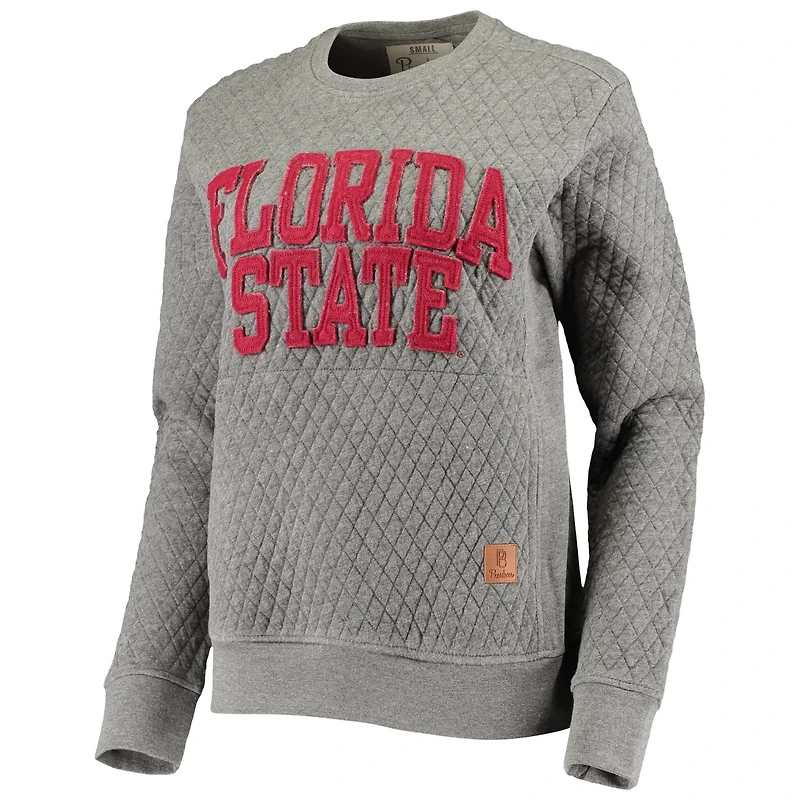 Pressbox Heather Charcoal Florida State Seminoles Moose Quilted Pullover Sweatshirt