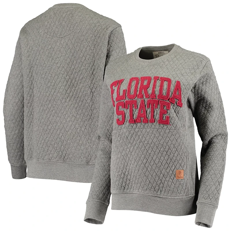 Pressbox Heather Charcoal Florida State Seminoles Moose Quilted Pullover Sweatshirt
