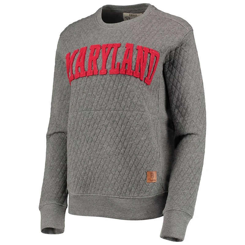 Pressbox Heather Charcoal Maryland Terrapins Moose Quilted Pullover Sweatshirt