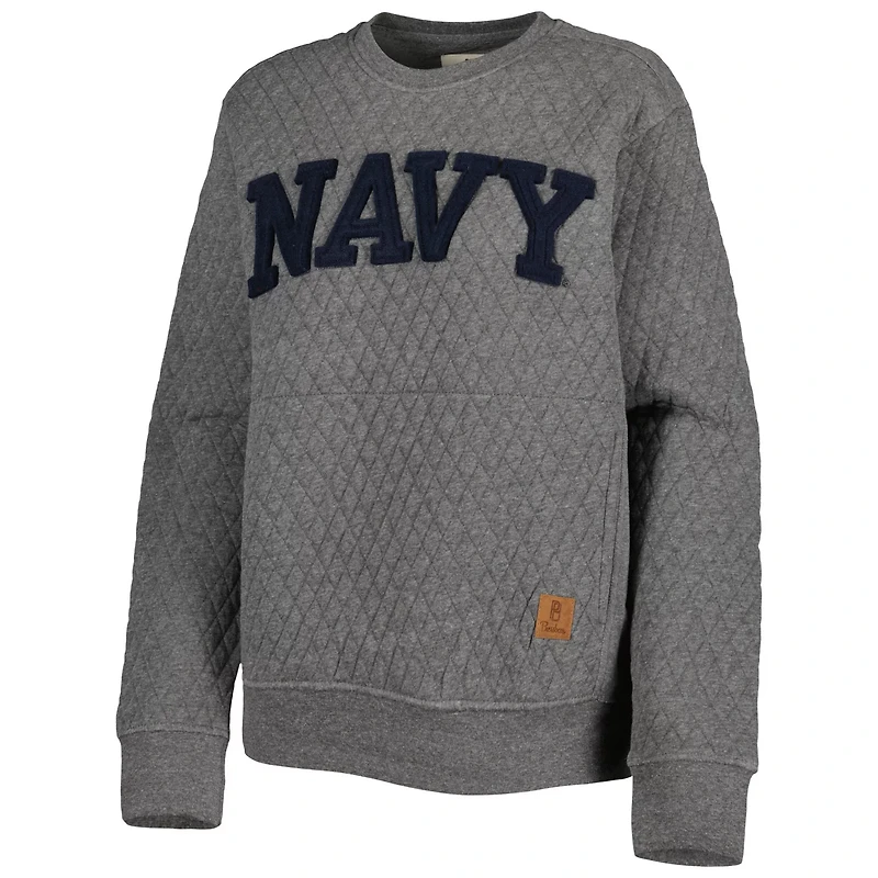 Pressbox Heather Charcoal Midshipmen Moose Quilted Pullover Sweatshirt
