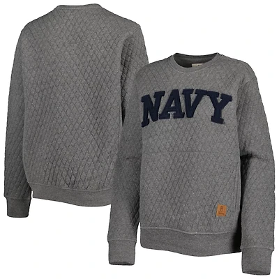 Pressbox Heather Charcoal Midshipmen Moose Quilted Pullover Sweatshirt