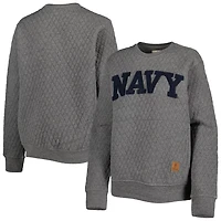 Pressbox Heather Charcoal Midshipmen Moose Quilted Pullover Sweatshirt