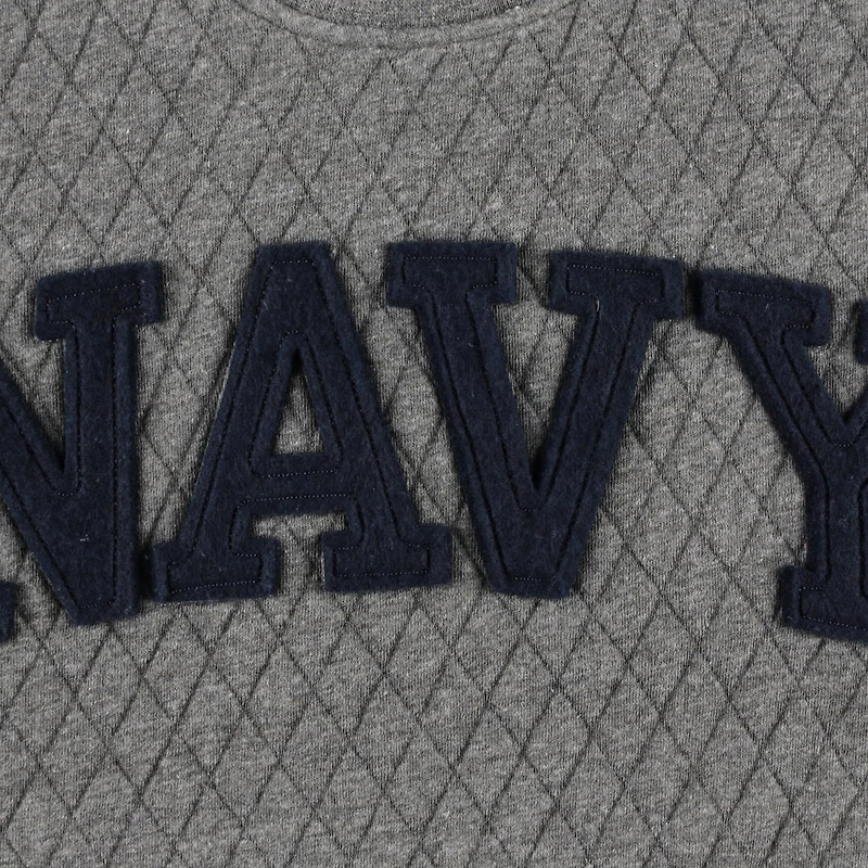 Pressbox Heather Charcoal Midshipmen Moose Quilted Pullover Sweatshirt