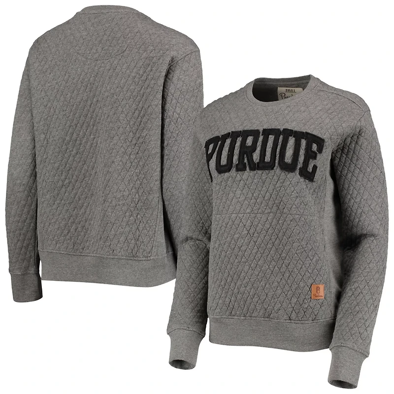 Pressbox Heather Charcoal Purdue Boilermakers Moose Quilted Pullover Sweatshirt