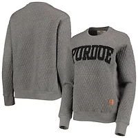 Pressbox Heather Charcoal Purdue Boilermakers Moose Quilted Pullover Sweatshirt