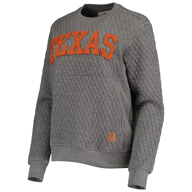 Pressbox Heather Charcoal Texas Longhorns Moose Quilted Pullover Sweatshirt
