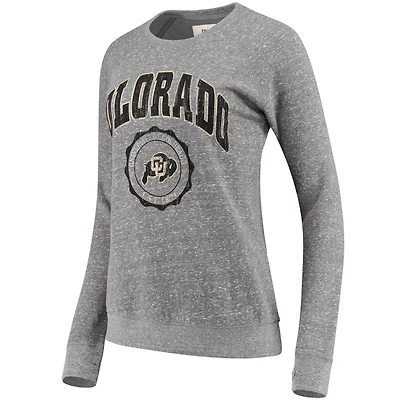 Pressbox Heathered Gray Colorado Buffaloes Edith Vintage Knobi Pullover Sweatshirt