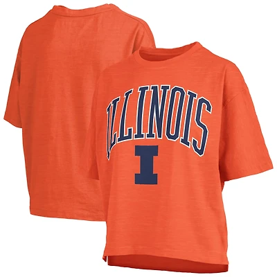 Pressbox Illinois Fighting Illini Nelson Arch Over Logo Waist Length Oversized Slub T-Shirt