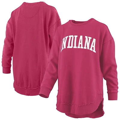 Pressbox Indiana Hoosiers Melange Poncho Vintage Fleece Long Sleeve Pullover Sweatshirt