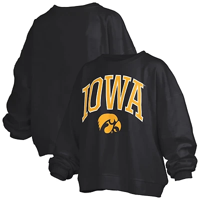 Pressbox Iowa Hawkeyes Janise Arch Over Logo Waist Length Oversized Pullover Sweatshirt