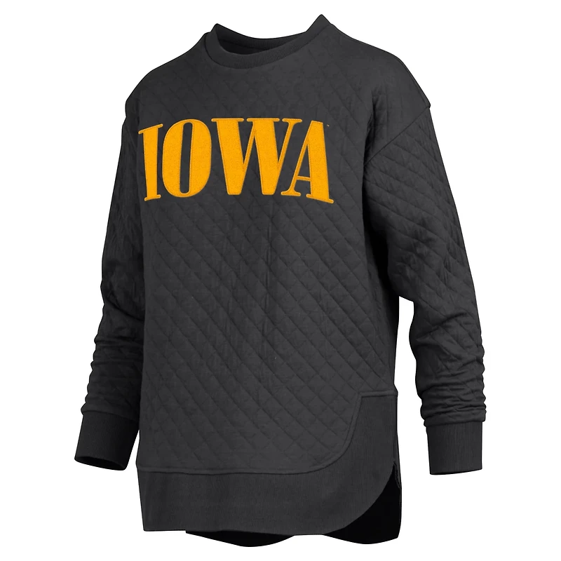 Pressbox Iowa Hawkeyes Quilted Long Sleeve Pullover Sweatshirt