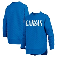 Pressbox Kansas Jayhawks Quilted Long Sleeve Pullover Sweatshirt