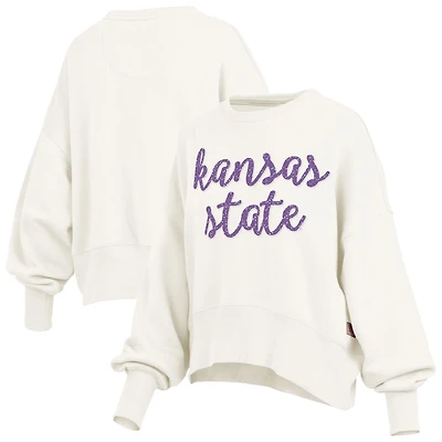 Pressbox Kansas State Wildcats Oversized Chelsea Waist Length Pullover Sweatshirt
