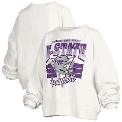 Pressbox Kansas State Wildcats Oversized Janice Retro Waist-Length Pullover Sweatshirt