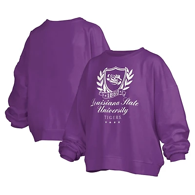 Pressbox LSU Tigers Big Aug Script Janice Oversized Pullover Sweatshirt