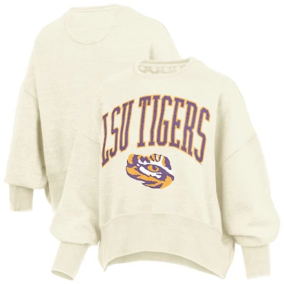 Pressbox LSU Tigers Oversized Waist-Length Crewneck Sweatshirt