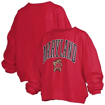 Pressbox Maryland Terrapins Janise Arch Over Logo Waist Length Oversized Pullover Sweatshirt