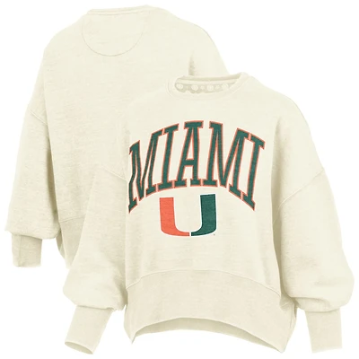 Pressbox Miami Hurricanes Oversized Waist-Length Crewneck Sweatshirt