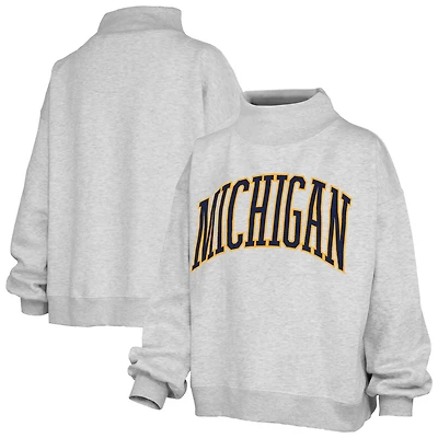 Pressbox Michigan Wolverines Oversized Nelson Mock Neck Sweatshirt