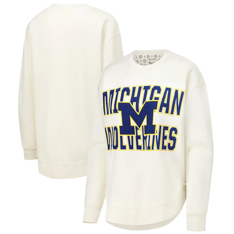 Pressbox Michigan Wolverines Poncho Fleece Crew Sweatshirt