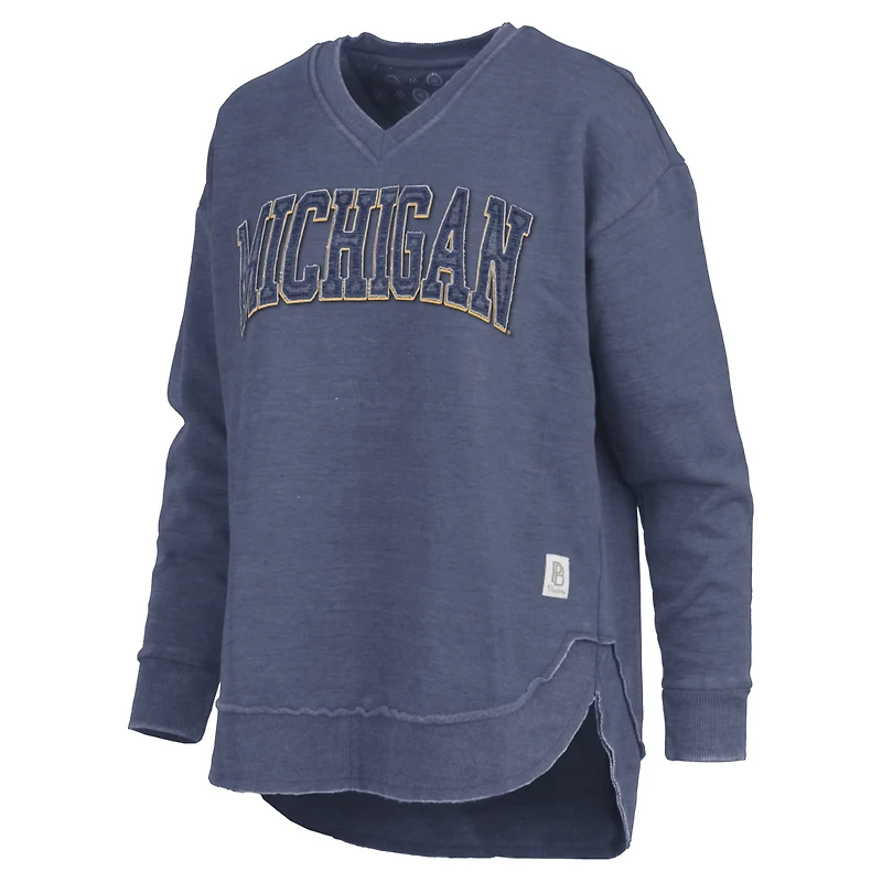 Pressbox Michigan Wolverines Westin Poncho V-Neck Pullover Sweatshirt