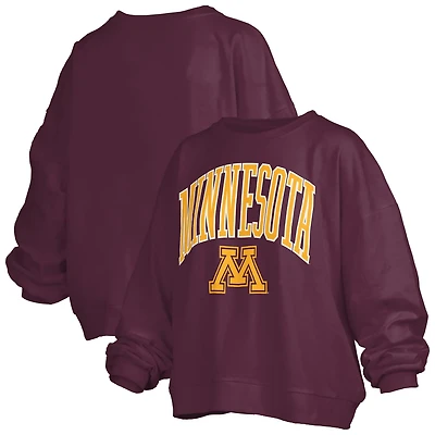 Pressbox Minnesota Golden Gophers Janise Arch Over Logo Waist Length Oversized Pullover Sweatshirt