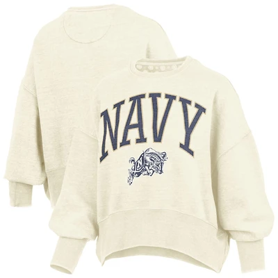 Pressbox Navy Midshipmen Oversized Waist-Length Crewneck Sweatshirt