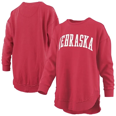 Pressbox Nebraska Huskers Melange Poncho Vintage Fleece Long Sleeve Pullover Sweatshirt