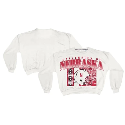 Pressbox Nebraska Huskers Oversized Janice Retro Waist-Length Sweatshirt