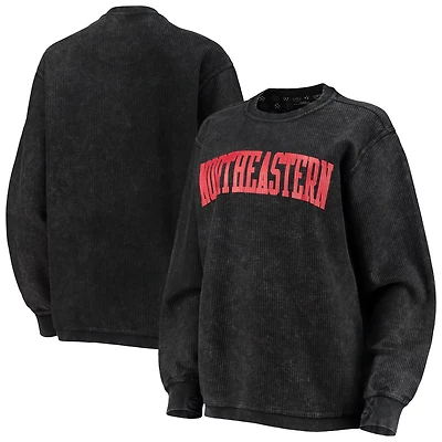 Pressbox Northeastern Huskies Comfy Cord Vintage Wash Basic Arch Pullover Sweatshirt