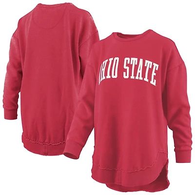 Pressbox Ohio State Buckeyes Melange Poncho Vintage Fleece Long Sleeve Pullover Sweatshirt