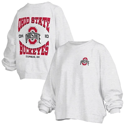 Pressbox Ohio State Buckeyes Waist Length Oversized Janise Melange Sweatshirt