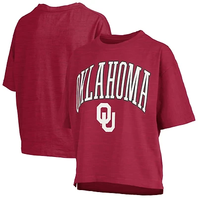 Pressbox Oklahoma Sooners Nelson Arch Over Logo Waist Length Oversized Slub T-Shirt