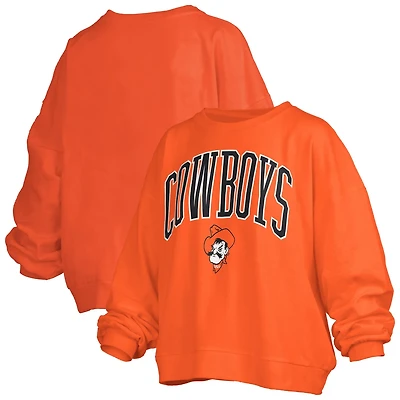 Pressbox Oklahoma State Cowboys Janise Arch Over Logo Waist Length Oversized Pullover Sweatshirt