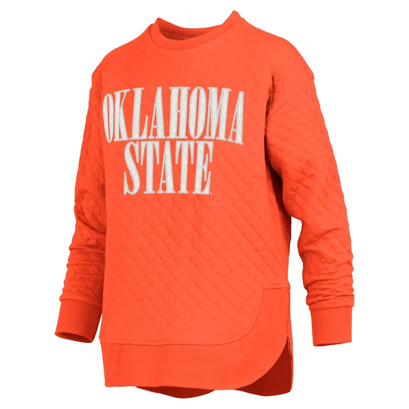 Pressbox Oklahoma State Cowboys Quilted Long Sleeve Pullover Sweatshirt