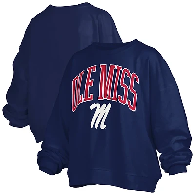 Pressbox Ole Miss Rebels Janise Arch Over Logo Waist Length Oversized Pullover Sweatshirt