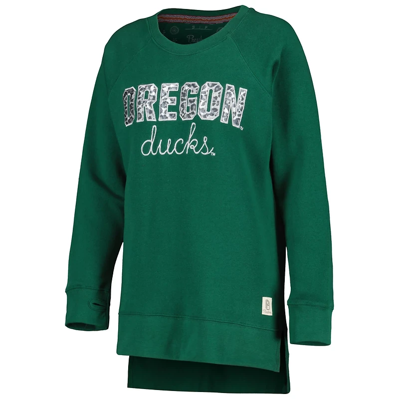 Pressbox Oregon Ducks Steamboat Animal Print Raglan Pullover Sweatshirt