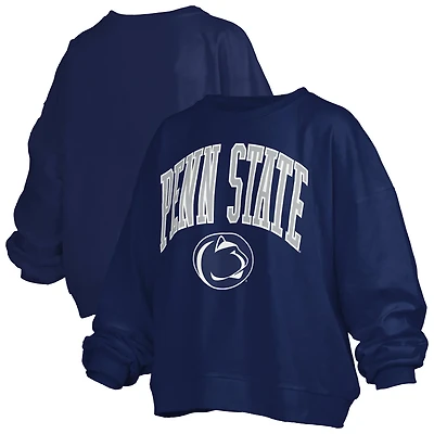 Pressbox Penn State Nittany Lions Janise Arch Over Logo Waist Length Oversized Pullover Sweatshirt