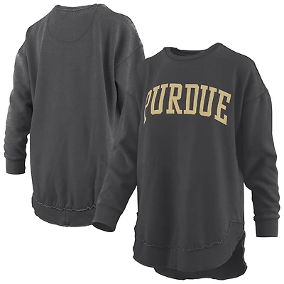 Pressbox Purdue Boilermakers Melange Poncho Vintage Fleece Long Sleeve Pullover Sweatshirt
