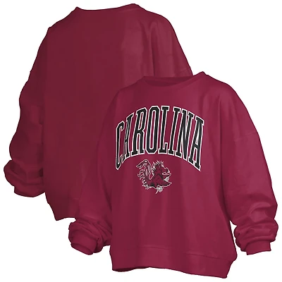 Pressbox South Carolina Gamecocks Janise Arch Over Logo Waist Length Oversized Pullover Sweatshirt