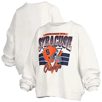 Pressbox Syracuse Orange Oversized Janice Retro Waist-Length Pullover Sweatshirt