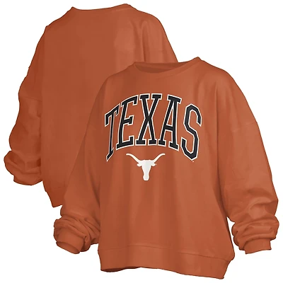 Pressbox Texas Longhorns Janise Arch Over Logo Waist Length Oversized Pullover Sweatshirt