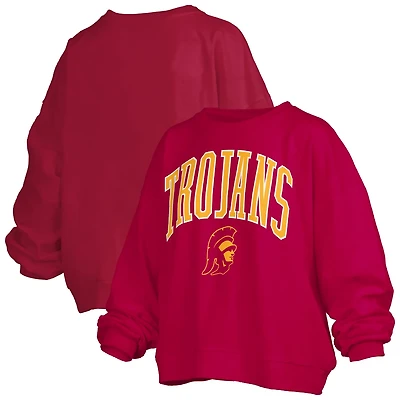 Pressbox USC Trojans Janise Arch Over Logo Waist Length Oversized Pullover Sweatshirt