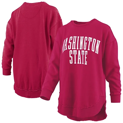 Pressbox Washington State Cougars Melange Poncho Vintage Fleece Long Sleeve Pullover Sweatshirt