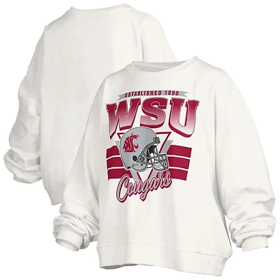 Pressbox Washington State Cougars Oversized Janice Retro Waist-Length Pullover Sweatshirt