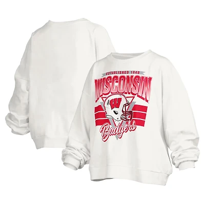 Pressbox Wisconsin Badgers Janice Retro Logo Oversized Pullover Sweatshirt