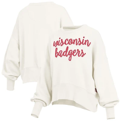 Pressbox Wisconsin Badgers Oversized Chelsea Waist Length Pullover Sweatshirt